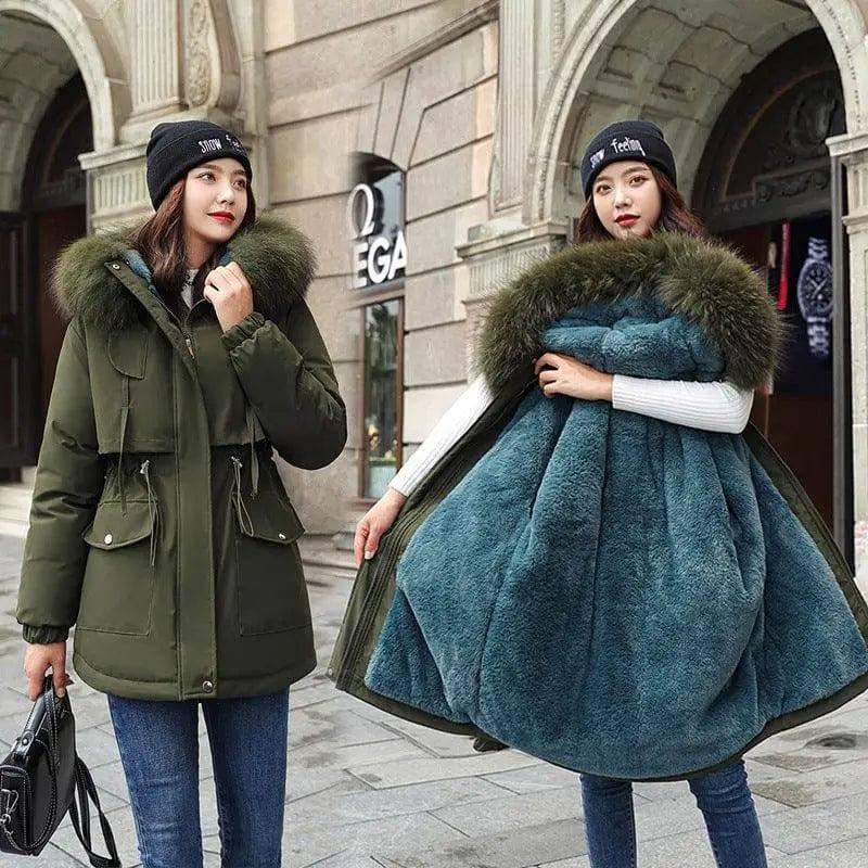 Korean women's cotton coat-ArmyGreen-7