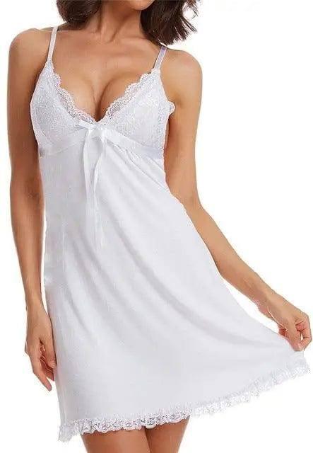 Ladies Lingerie Pajamas Lace-White-3