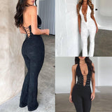 Lash Rope Lace Up Slim Fit Jumpsuit See-through-2