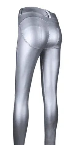 LOVEMI  Leggings Silver / XL Lovemi -  Women's Peach Hip Color High Elastic Leather Pants