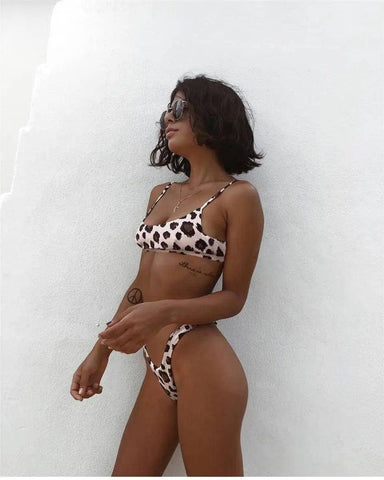 Leopard print bikini swimsuit-S-11