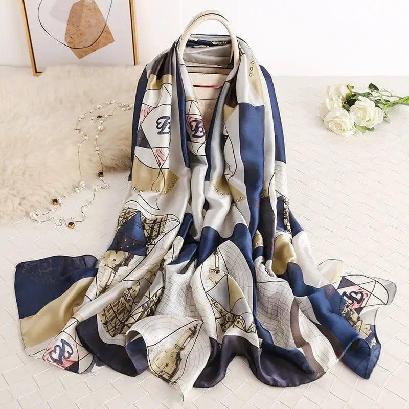 Lightweight And Smooth Sun Protection Scarf-Navy Blue-5