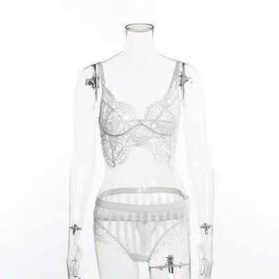 Lingerie Lace Split Underwear Set-white-5