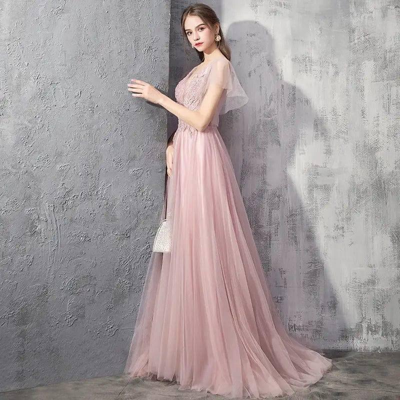 Long Hostess Dress Evening Dress-Pink-3