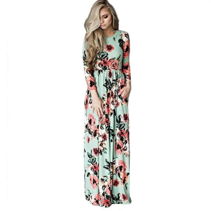 LOVEMI - Long Sleeve Printed Floral Dress