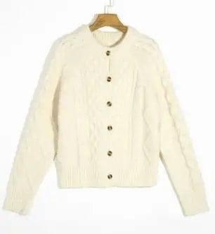 Long sleeve sweater coat-Beige-1