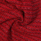 Long Sleeve V-Neck Gold Stripe Slim Mid-Length Red Knit-5
