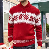 Long Sleeved Christmas Jacquard Knitting Sweater For Men-1