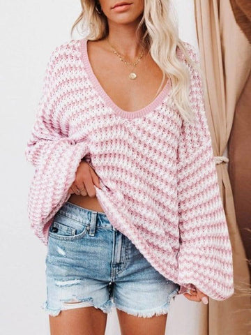 Loose Knitted Sweater Pullover For Women-8