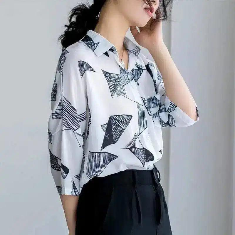 LOVEMI - Lovemi - All-match Shirt, Chiffon Shirt, Three-quarter