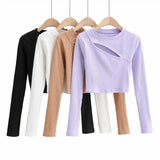 LOVEMI - Lovemi - Aproms-Women Ribbed Knit Long Sleeve T-Shirt Sexy