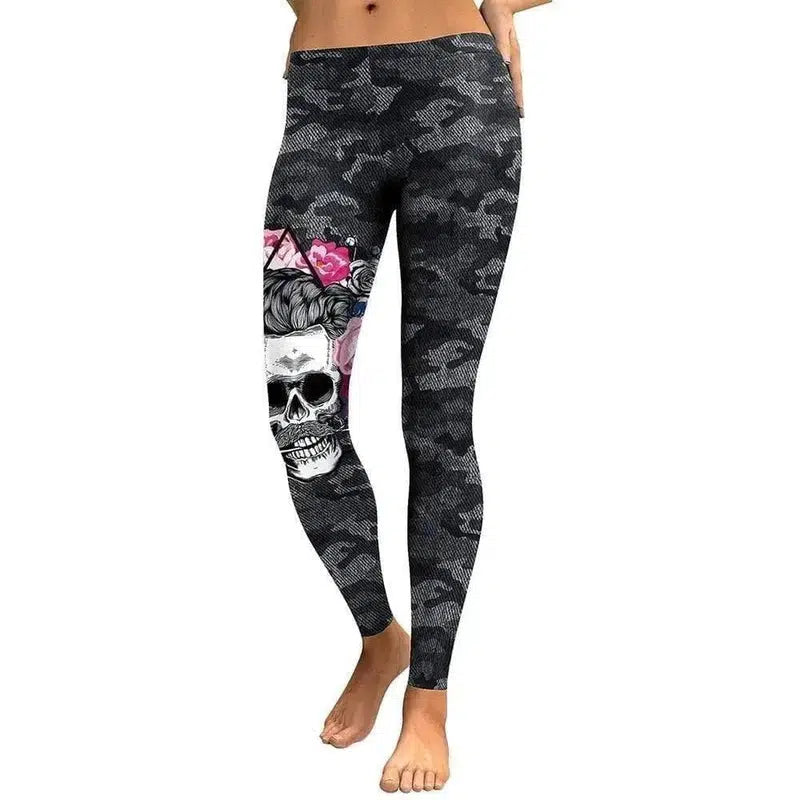 LOVEMI - Lovemi - Black Camo Skull Leggings