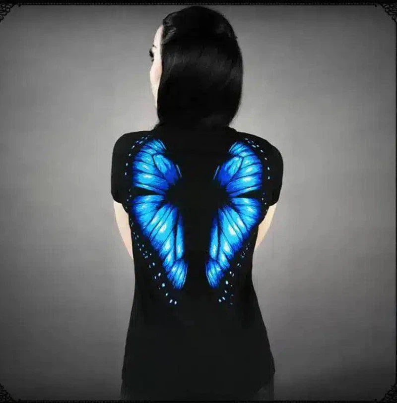 LOVEMI - Lovemi - Blue Butterfly Women Tshirt