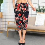 Cage pants printed large size thin ice silk elastic waist-10 STYLE-1