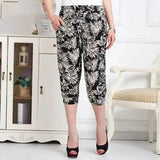 Cage pants printed large size thin ice silk elastic waist-2 STYLE-3