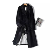 Lovemi -  Cashmere water ripple raglan sleeve commuting coat trench coat LOVEMI Black XS 
