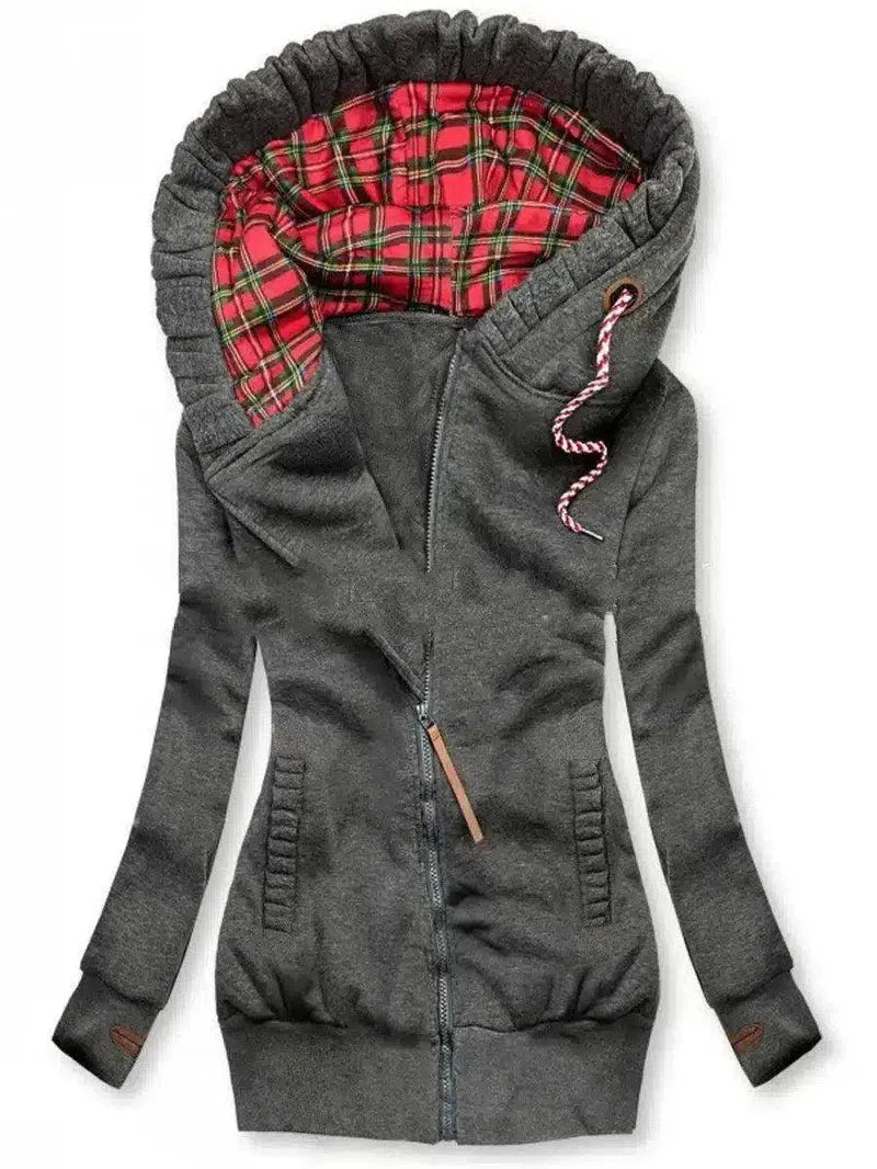 Stylish Hooded Zip-Up Jacket for Winter-Grey-3