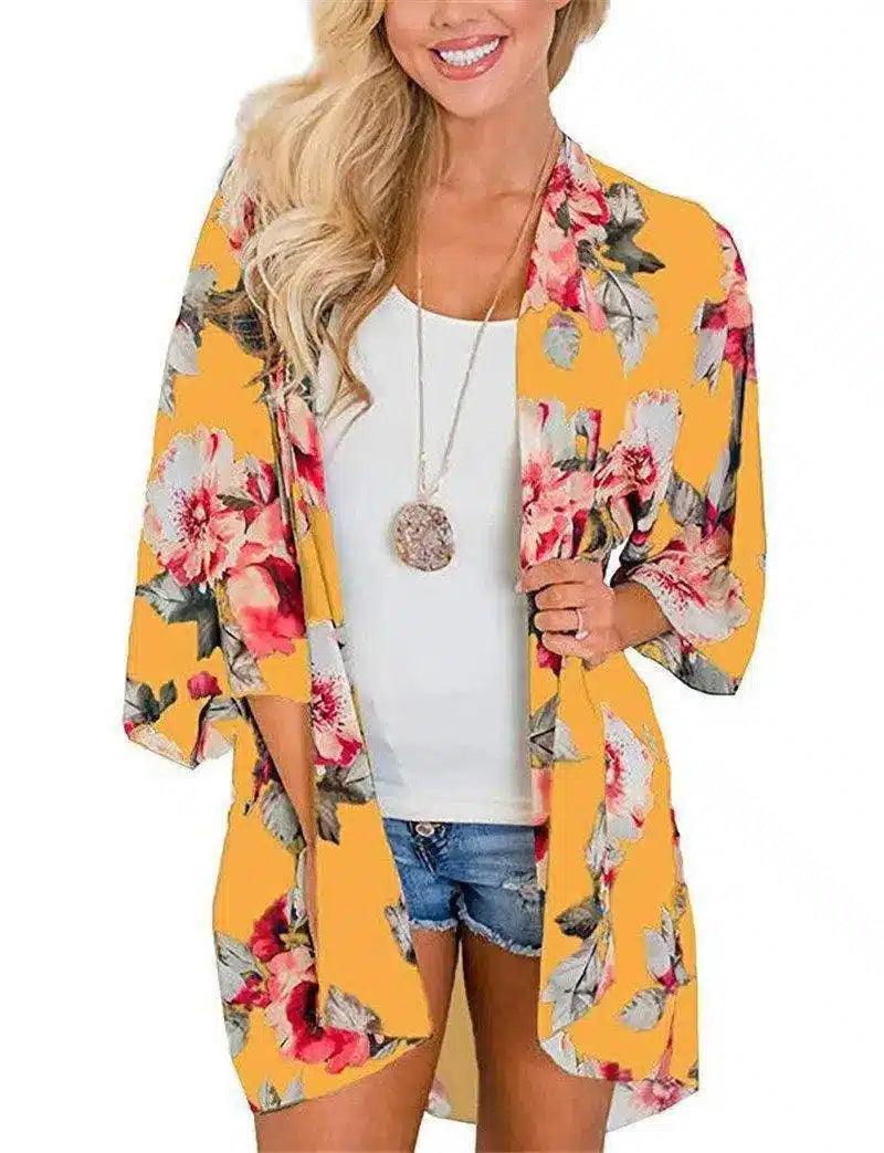 LOVEMI - Lovemi - Chiffon Printed Cardigan Sunscreen Long Kimono