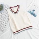 LOVEMI - Lovemi - College Style Knitted Vest Women's Vest Sweater