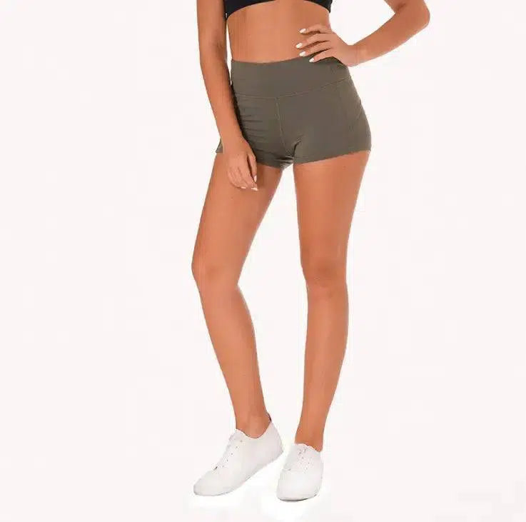 Coloravlue Soft Nylon Fitness Jogger Shorts Women High Waist-ArmyGreen-26