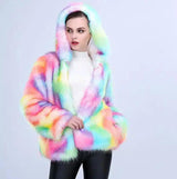 Lovemi -  Colored Fox Fur Thicken Warm Fur Coat Hoodies LOVEMI   
