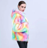 Lovemi -  Colored Fox Fur Thicken Warm Fur Coat Hoodies LOVEMI Picture color S 