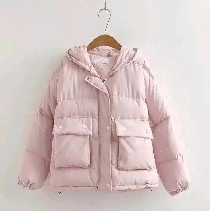 Cute White Coat - Cozy Puffer Jacket for All Occasions-Pink-2