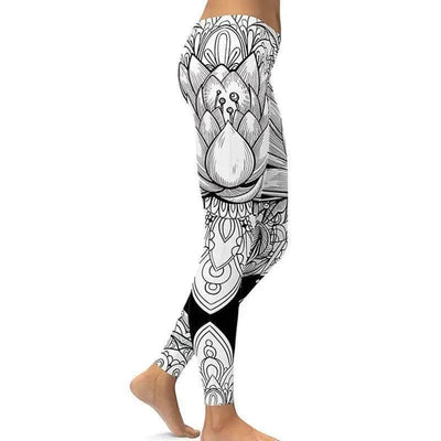 Digital print leggings Fashion leg stretch tight leggings-D White-5