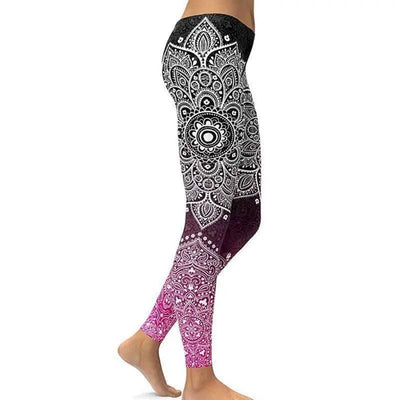 Digital print leggings Fashion leg stretch tight leggings-B Black-6