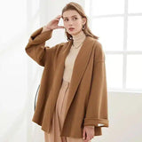 LOVEMI - Lovemi - Double sided cashmere coat with wool belt