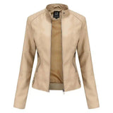 Lovemi -  European And American Women's Leather Jackets Jackets LOVEMI Beige S 