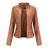 Lovemi -  European And American Women's Leather Jackets Jackets LOVEMI Brown S 
