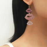 LOVEMI - Lovemi - Exaggerated Sexy White Red Mouth Earrings