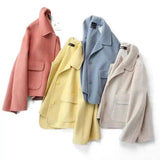 LOVEMI - Lovemi - Fashion Pure Color Woolen Coat Women Short