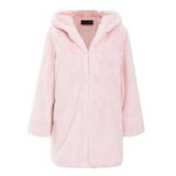 Lovemi -  Faux Fur Plush Hooded Fur Coat Women's Fluffy Coat Fur coat LOVEMI Pink S 