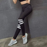 LOVEMI - Lovemi - Fitness running yoga pants female striped contrast