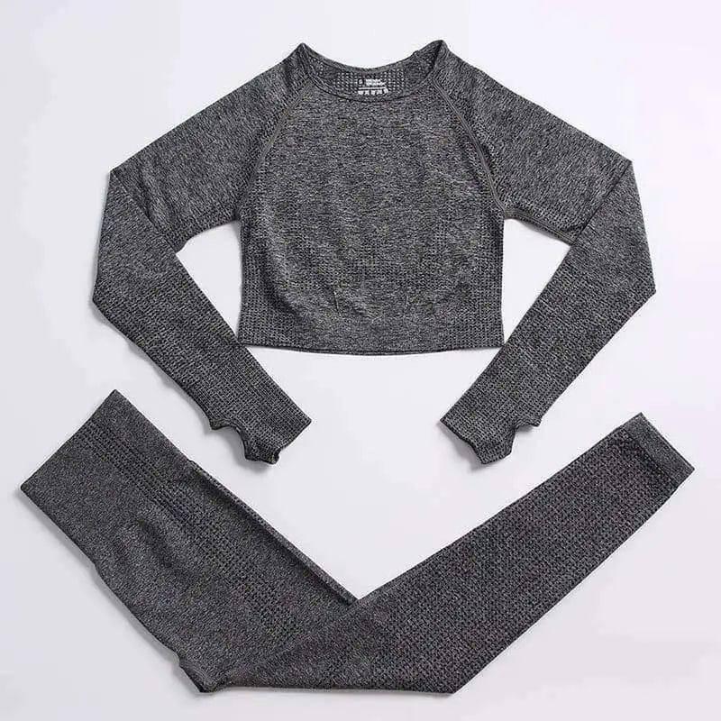 Women's Activewear Set - Gym Top & Leggings-Dark Grey-8