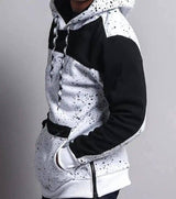 Lovemi -  Hooded Printed Patchwork Sweatshirt Outerwear & Jackets Men LOVEMI White M 