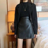 HOT Fashion Women Shiny Leather Skirts Female Solid Bodycon-Brown-21