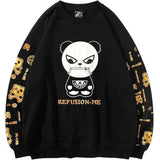 Lovemi -  Hot Stamped Round Neck Panda Print Sweatshirt Outerwear & Jackets Men LOVEMI Black M 