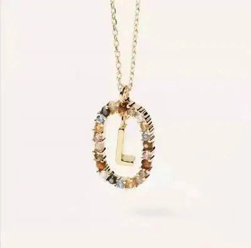 Initial 'A - Z' Crystal Pendant Necklace Gold-Tone-13