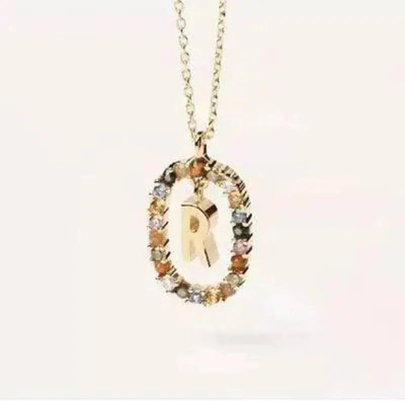 Initial 'A - Z' Crystal Pendant Necklace Gold-Tone-18