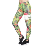 Jungle Flower Print Cropped Pants-Green-1