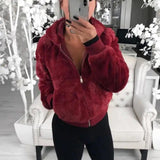 Lovemi -  Ladies fur coat Hoodies LOVEMI Wine red S 