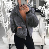 Lovemi -  Ladies fur coat Hoodies LOVEMI Dark grey S 
