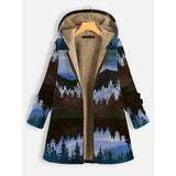 LOVEMI - Lovemi - Landscape print long sleeve hooded zipper coat