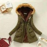 Lovemi -  Large wool collar lamb coat Coats LOVEMI Army green S 