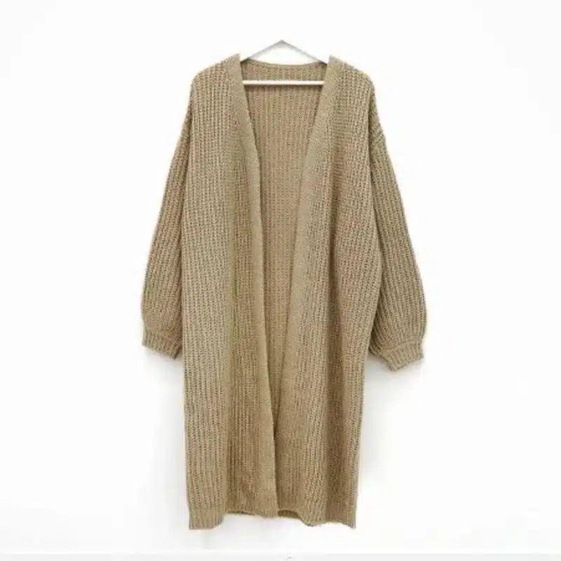 LOVEMI - Lovemi - Lazy Shoulders Thick Stitch Long Sweater Coat