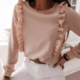 Lovemi -  Long Sleeve Fashion Simple Crinkle Shirt Blousse LOVEMI  Pink S 