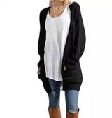 Women's Long Knit Cardigan with Pockets-black-1